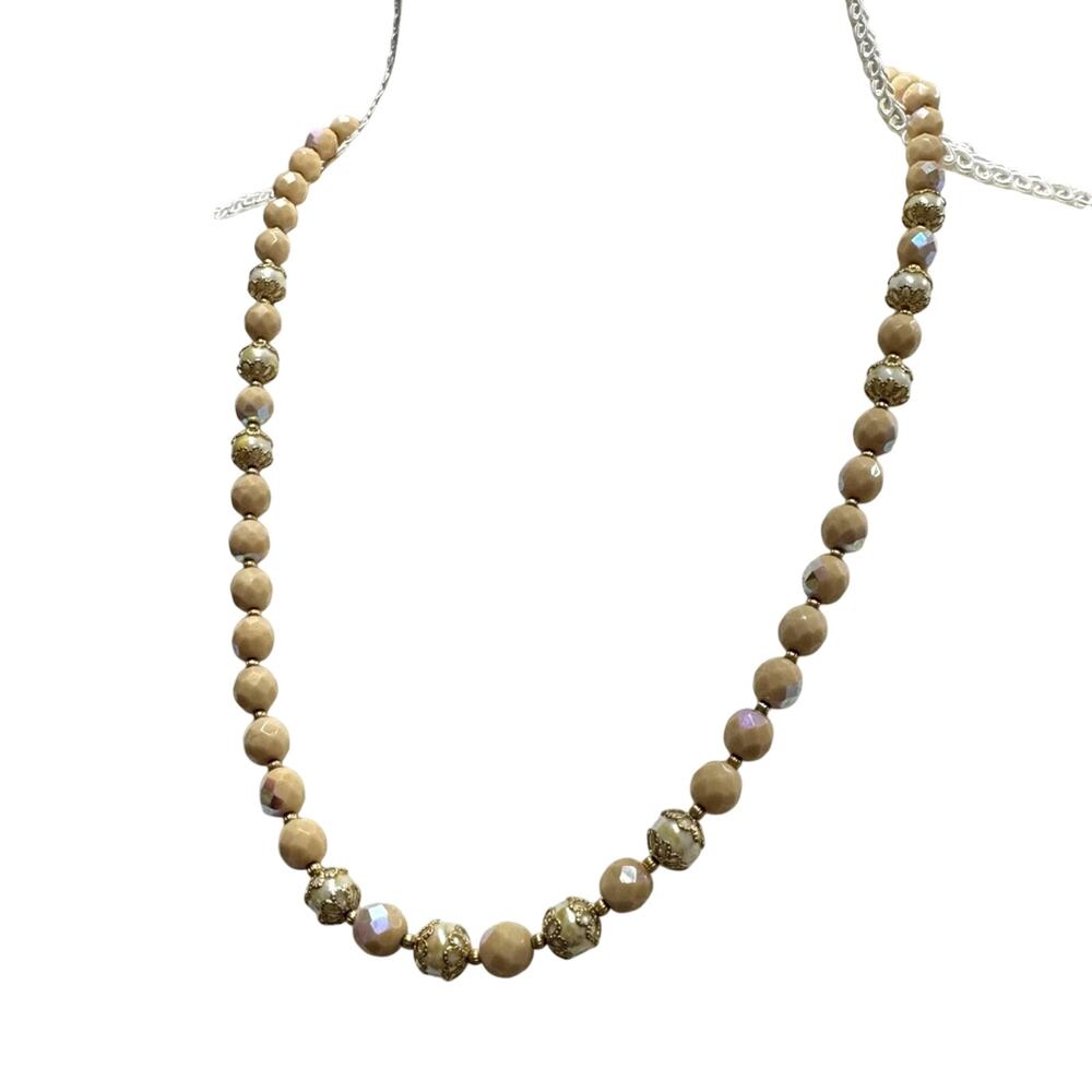 Vintage Yellow Gold Fauceted Bead Long Necklace Women’s Jewelry